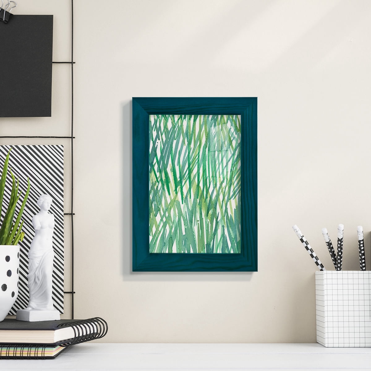 Just Grass I - Framed Print w/glass - Ocean Blue