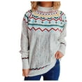 thumbnail image 2 of Fair Isle Sweater for Women Loose Printed Crew Neck Christmas Sweater Comfortable Fall Winter Long Sleeve Pullovers Top Multicolor, 2 of 9