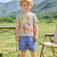 thumbnail image 2 of REDARER Boys Airplane Graphic Tee & Blue Plaid Shorts, Casual Playwear Summer Set,6-7 Years, 2 of 6