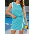 thumbnail image 3 of Wrongduck women's two piece summer dress ribbed knit vest and split underskirt two-piece casual set, 3 of 14