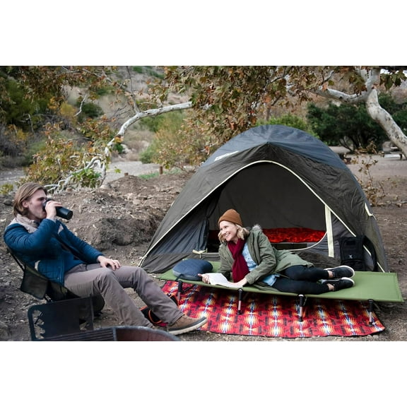 Lightweight Folding Tent Camping Cot Bed with Lever Lock, Easy Setup Portable Compact for Outdoor Travel, Hunting, Hiking, Motorcycling, Support 330Lbs (Army Green)