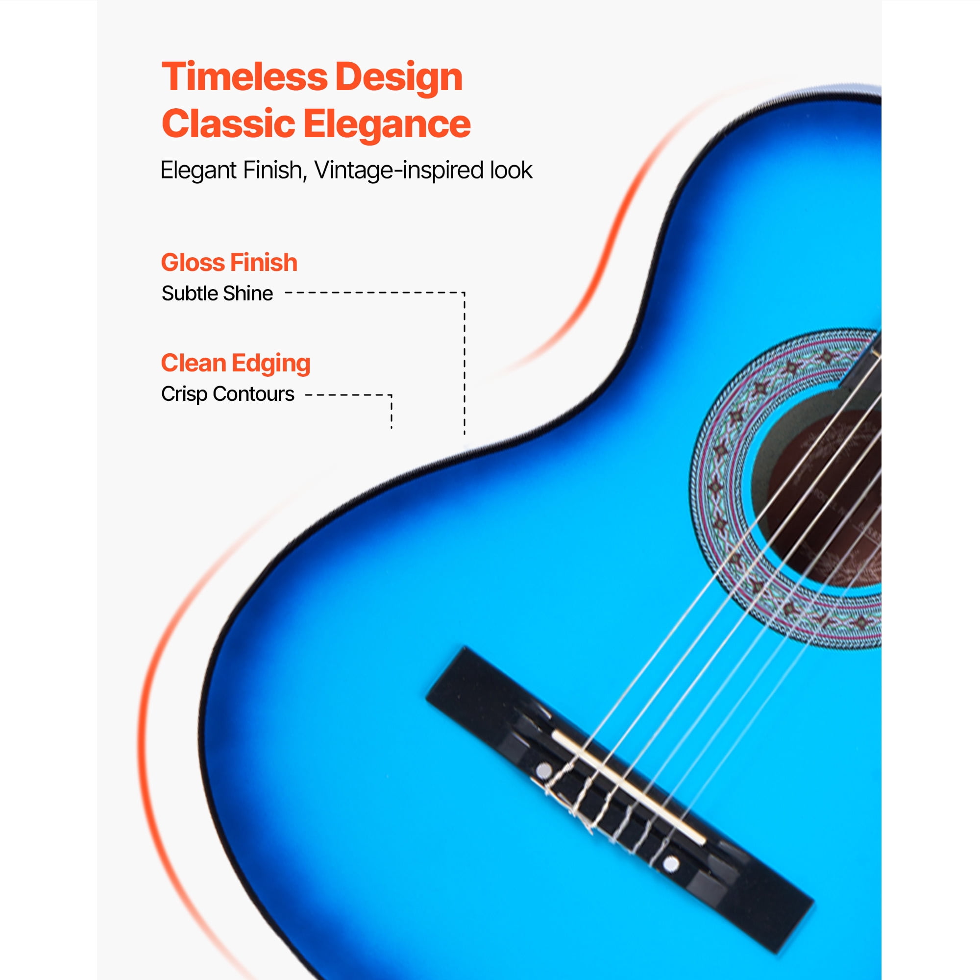 KFFKFF 38-Inch Classical Guitar Starter Set, Wooden Acoustic Guitar for Beginners, Includes Nylon Strings, Carry Bag, Strap, Tuner, Spare Strings, Picks, Capo, Ideal for Teens, Adults, and Students