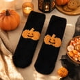 thumbnail image 6 of Halloween Mid Calf Slipper Socks for Women Thick Plush Warm Fuzzy Home Lounge Socks with Festive Graphic Ultra Soft Non-Slip Ideal for Cozy Indoor Wear and Cold Seasons Black, 6 of 7