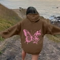 thumbnail image 4 of Womens Oversized Hooded Sweatshirt Pink Ribbon Graphic Long Sleeve Cancer Awareness Hoodies Fall Fashion Tops 2025, 4 of 5