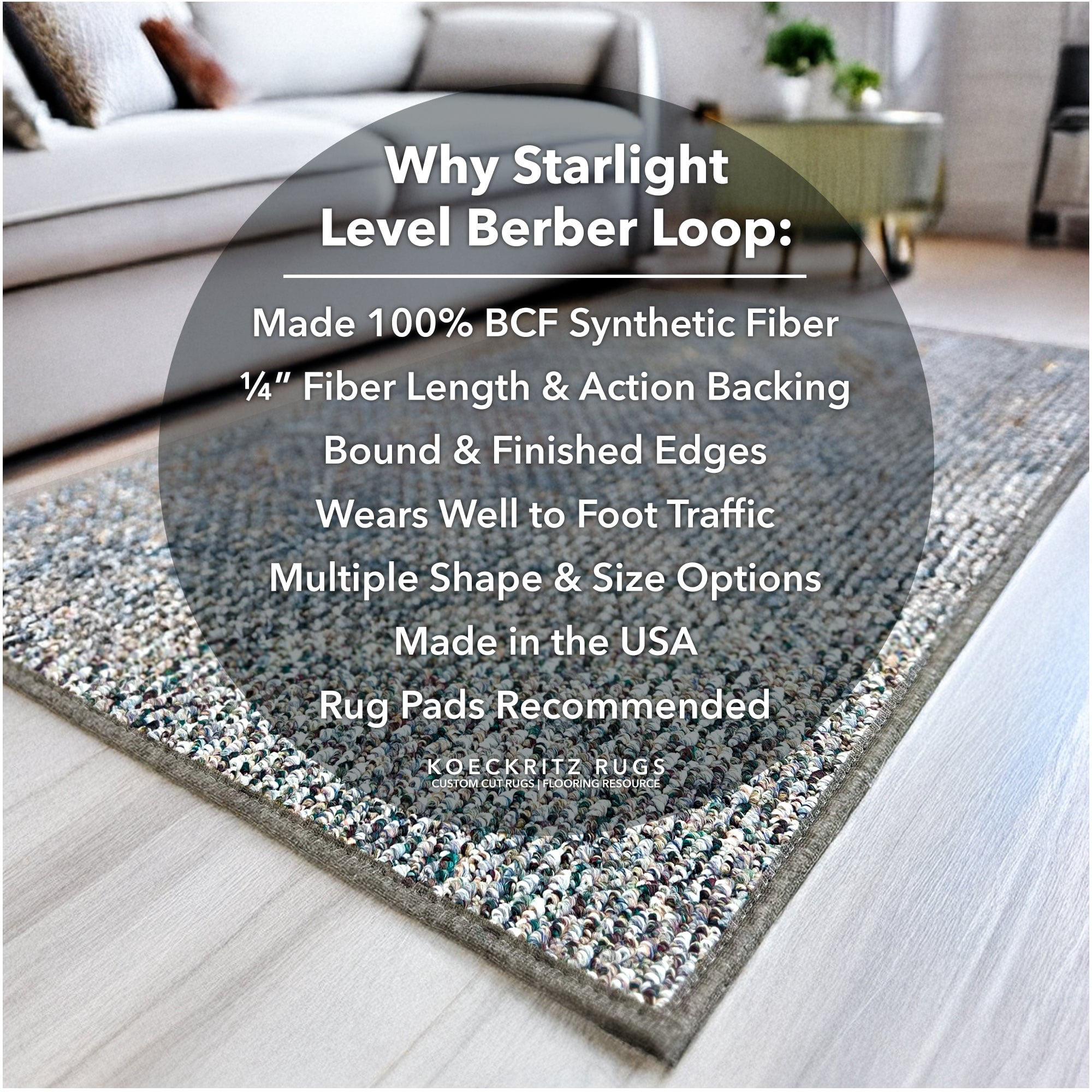 Koeckritz Rugs Starlight Berber 100% BCF Olefin Indoor Rug, Countryside, 6'x9'
