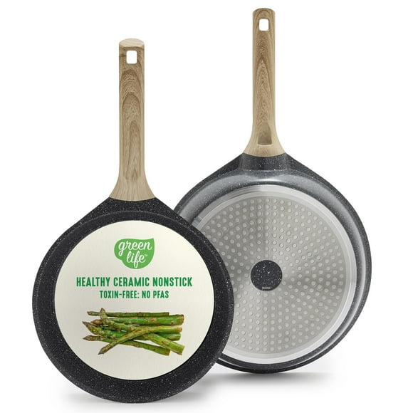 Juego de sartenes GreenLife de cerámica antiadherente de 24 y 28 cm, granito