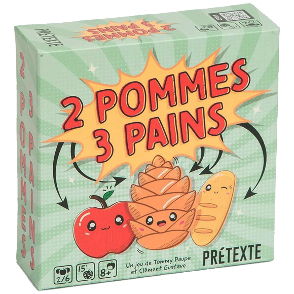 Prétexte - 2 Pommes 3 Pains - Ideal Board Game for Family Fun or Parties with Friends - For 2 to 6 Players - Party Game - Ages 8 and up - French