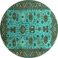 thumbnail image 1 of Ahgly Company Indoor Round Oriental Turquoise Blue Industrial Area Rugs, 7' Round, 1 of 4