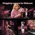 thumbnail image 4 of Saneen 4K Vlogging Camera 1.72" Touchscreen Pocket Digital Camera with 330° Rotation Lens Face Tracking for Youtube & Tiktok with Tripod (Pink), 4 of 12