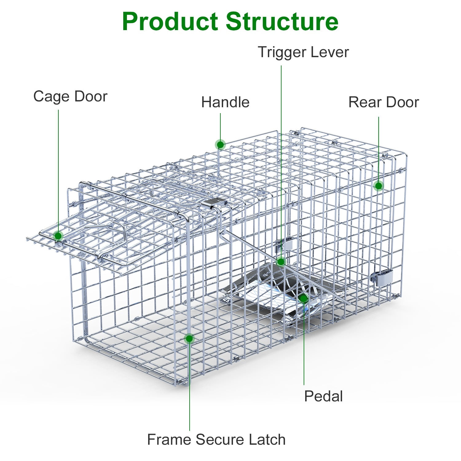 Imountek 2Pcs Humane Live Animal Trap Cage, Collapsible Galvanized Iron Rodent Trap Cage Catch and Release for Small Squirrel Raccoon Feral Cat, 18"x8"x10"