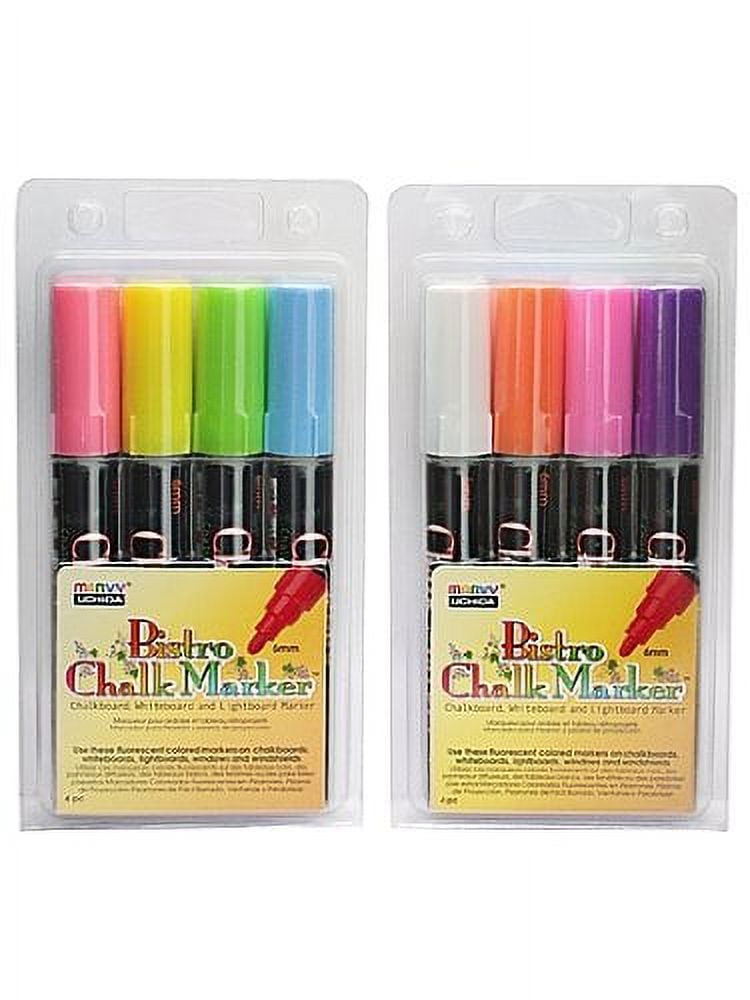 Marvy Uchida Bistro Chalk Marker Sets Broad Point Fl. Red Fl. Blue Fl. Green Fl. Yellow [Pack Of 2]
