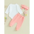 thumbnail image 4 of Liacowi Sister Matching Romper Outfits Letter Print Long Sleeve Romper + Solid Color Long Pants +Bow Headband, 4 of 9