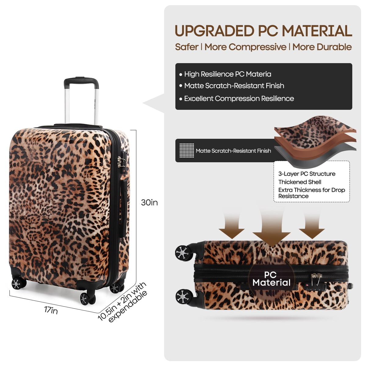 28 Inch Large Checked Luggage Expandable Suitcase with Spinner Wheels & TSA Lock Lightweight Durable PC Hardshell Rolling Suitcase,0028#18