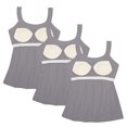 thumbnail image 3 of Vinsonshop 3 Pack tank with built in bra Women's Loose Fit Pleated Front Camisoles Scoop Neck Sleeveless Flowy Casual Summer Lounge Everyday Tops Multicolor 13 M, 3 of 3