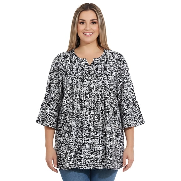 Catherines Women's Plus Size Petite Georgette Pintuck Blouse
