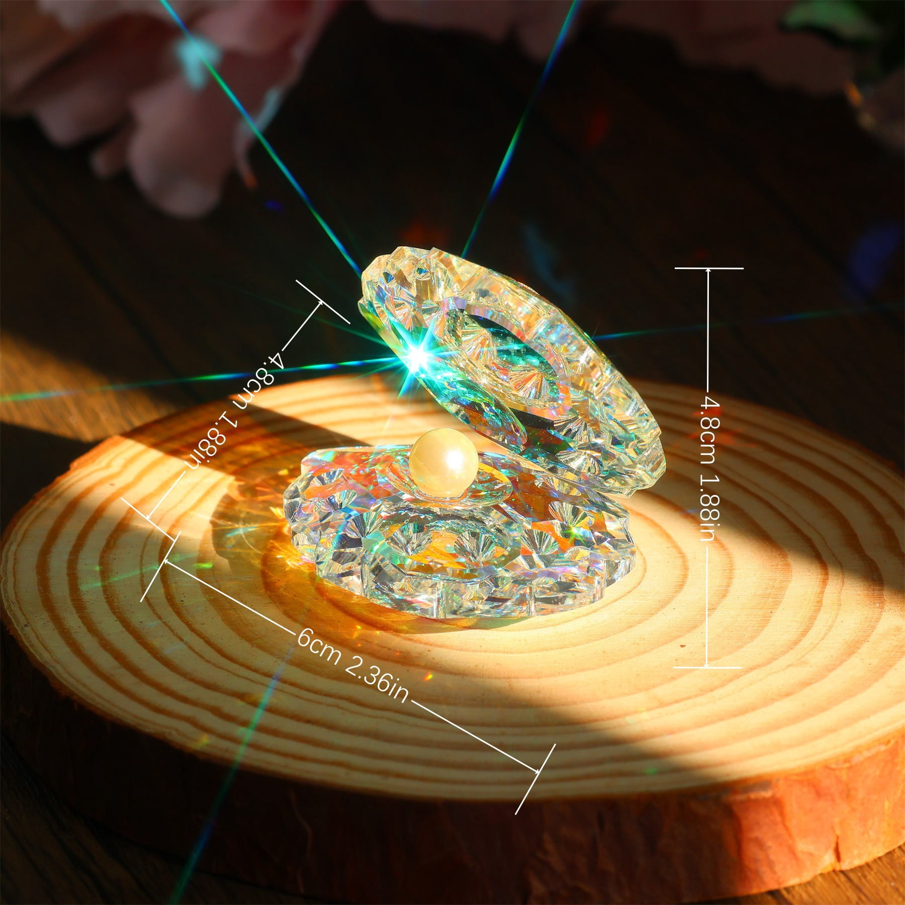 フロアスタンド glass jewelry shell light Dalrosia Crystal Glass Figurines Reflective Sea Shell with an