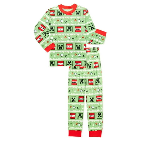 Minecraft Boys Exclusive 2-Piece Christmas Pajama Set, Sizes 4-16