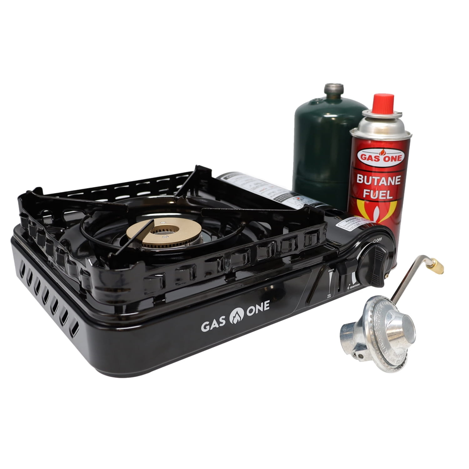 GASONE GS3900PB Dual Fuel Portable Stove 15,000BTU with Brass Burner