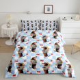 thumbnail image 2 of Manfei Retro Dachshund Queen Comforter Set, Standing Puppy Comforter Sets Queen, Blue, Stars Reversible, 3 Pieces, 1 Comforter and 2 Pillowcases, 2 of 7