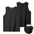 thumbnail image 2 of USNSM (M-5XL) Fashion Big and Tall Men's Casual Solid Color Fitness Sport Slim Round Neck Tank Top Black M, 2 of 4