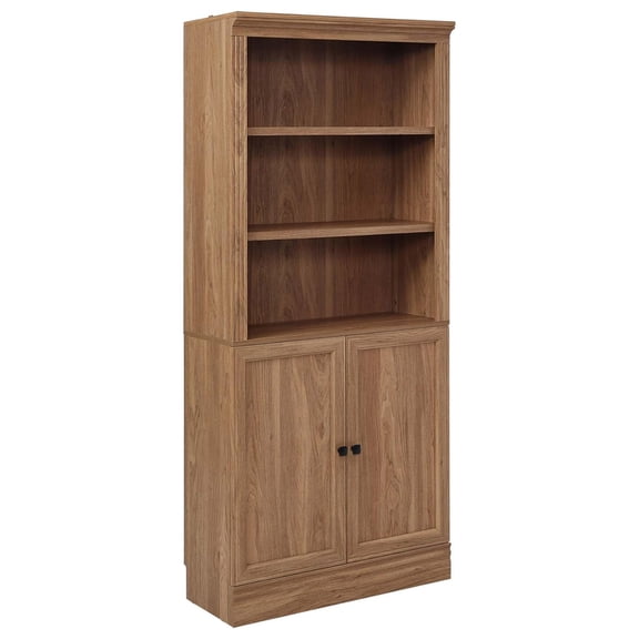 Open Box VAUXHILL & CO. Halston Standard Bookcase with Doors, Adjustable Storage Shelving Unit, Oak