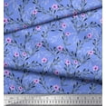 thumbnail image 3 of Soimoi Silk Fabric Leaves & Periwinkle Floral Print Fabric by The Yard 42 Inch Wide, 3 of 3