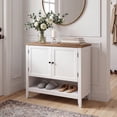 thumbnail image 5 of Asofer Shoe Storage Cabinet with Doors, 3-Tier Farmhouse Shoe Organizer with Height-Adjustable Shelves, Wood Top Entryway Cabinet for Hallway, Closet, Living Room, White, 5 of 10