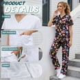 thumbnail image 5 of Yspwyqan Pink Ribbon Floral Scrub Suit Women Set Size 5XL, Breast Cancer V-Neck Scrub Top and Straight Leg Pants, Stretchy Cozy 2PCS Workwear with 6 Pockets Quick Dry for Salon Spa Medical Clinic, 5 of 7