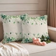 thumbnail image 2 of Green Leaf Outdoor Waterproof Pillow Covers, Fall Plant Country Vintage Watercolor Beige Decorative Square Throw Pillowcase Sofa Cushion Sham for Patio/Couch/Chair, 16"x16" 2 Pack, 2 of 8