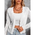 thumbnail image 5 of Women'S Long Sleeve V-Neck Knitted Cardigan Jacket Buttonless Knitted Shawl Sweater White L, 5 of 8