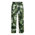 thumbnail image 6 of Men's Camo Cargo Pants Casual Elastic Drawstring Waist wide Leg Pants Lightweight Outdoor Hiking Relaxed Fit trousers with Multi Pockets Dark Green XXL, 6 of 7
