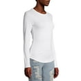 thumbnail image 4 of No Boundaries Ribbed Crewneck Tee with Long Sleeves, Women's, 4 of 6
