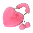 thumbnail image 1 of Bolso de mano de piel sintética de moda, bonito y casual, para mujer, de invierno, suave, con forma de corazón, para debajo del brazo. Rosado, 1 of 5