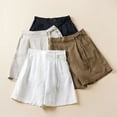 thumbnail image 5 of Pantalones cortos holgados de pierna ancha con cintura trasera de lino y algodón de 7 colores para mujer, pantalones casuales holgados de verano de talla grande para mujer, 5 of 5
