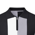 thumbnail image 4 of Ceisia Men's Color Block Striped Knit Polo Shirt with Quarter-Zip Black L Gifts for Father, 4 of 7
