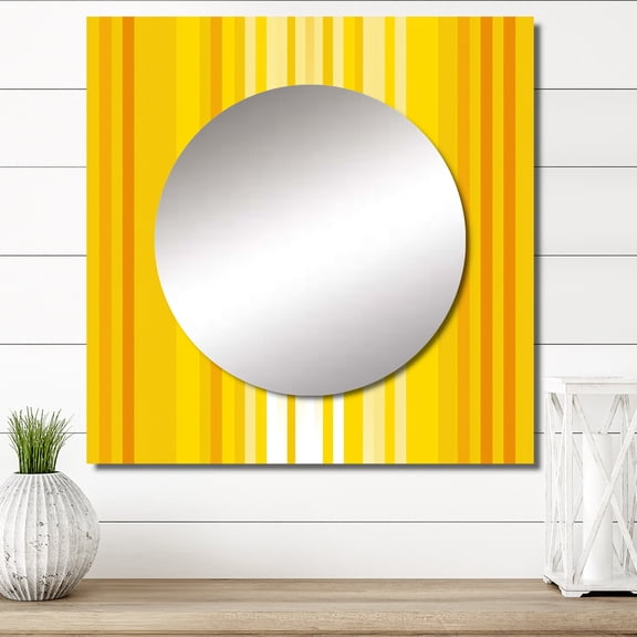 Designart "Radiant Philosophy of Existence Minimalistic Yellow" Modern Geometric Square Mirror Wall Decor Modern - Large Yellow Square Bathroom Mirror - Square Printed Wall Mirror Art