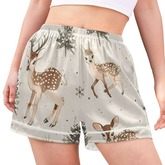 joogoo Women's Pajama Lounge Shorts Deer Christmas Tree Bottoms Sleep Short M