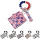 thumbnail image 1 of Pulsera con llavero y borlas de silicona con cuentas, llavero elástico con tarjetero o para mujer (bandera estadounidense), 1 of 7
