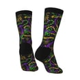 thumbnail image 5 of Uemuo Neon Mardi Gras Pattern Women's Crew Socks, Soft Durable Breathable Moisture-Wicking with Odor Control Cotton socks, 5 of 9