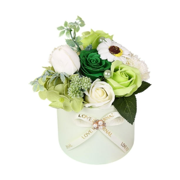 Jabón de baño con pétalos de rosa, caja de regalo para el Día de la Madre. Verde