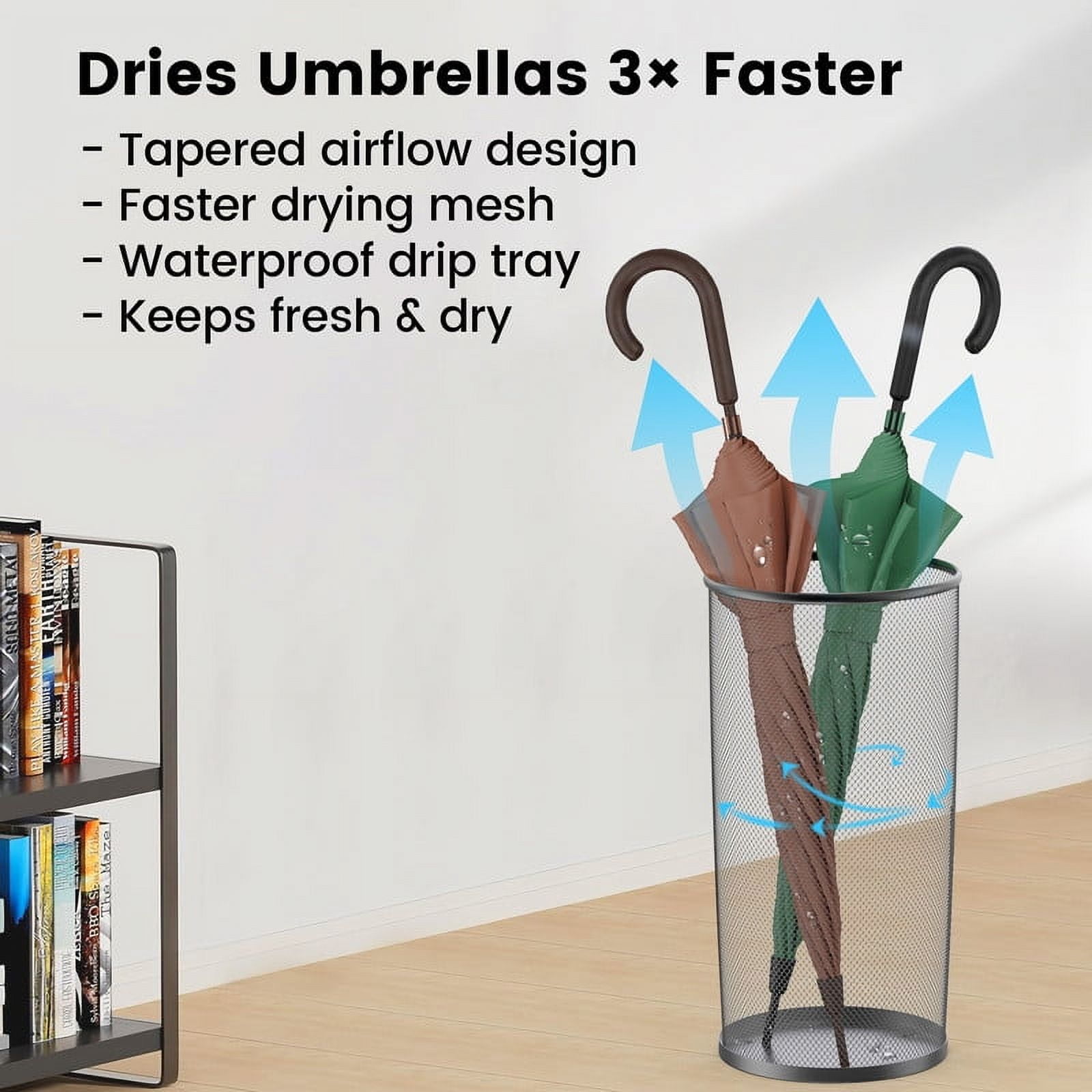 StarQualityBargain Metal Umbrella Stand, 20 in Round Freestanding Umbrella Holder for Entryway, Home and Office, Black, 2 Pack