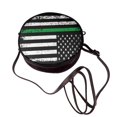 thumbnail image 4 of Zufioo American Flag Print Leather Shoulder Round Bag, Waterproof Leather Crossbody Bag, Detachable Shoulder Strap and Carrying Loop, Women's Luggage Accessories-One Size, 4 of 5