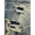 thumbnail image 5 of Crysp Denim Men's Jean Shorts Skinny Fit Distressed Rips & Repairs Raw Hem Denim (28, Stonewashed Blue), 5 of 6