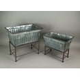 thumbnail image 3 of Zeckos Zinc Finish Metal Tub Planters On Stands Western Decor Set of 2, 3 of 4