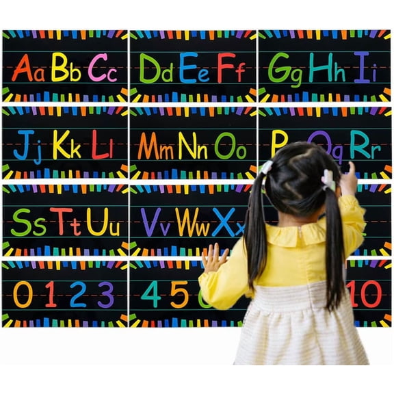 12 Pcs Alphabet Bulletin Board Strips, Alphabet Chart and Number Line for Classroom Wall Decorations, Including ABC and 0-10 Number Bulletin Board Decorations