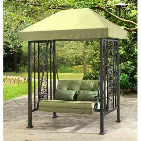 Sunjoy Aluminum Vineyard Canopy Porch Swing Green