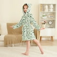 thumbnail image 2 of FORMRS Niños Bathrobe Unisex Hooded Robe Soft Plush Pajamas Sleepwear, Size 2-3T, Green Triangles Pattern, 2 of 7