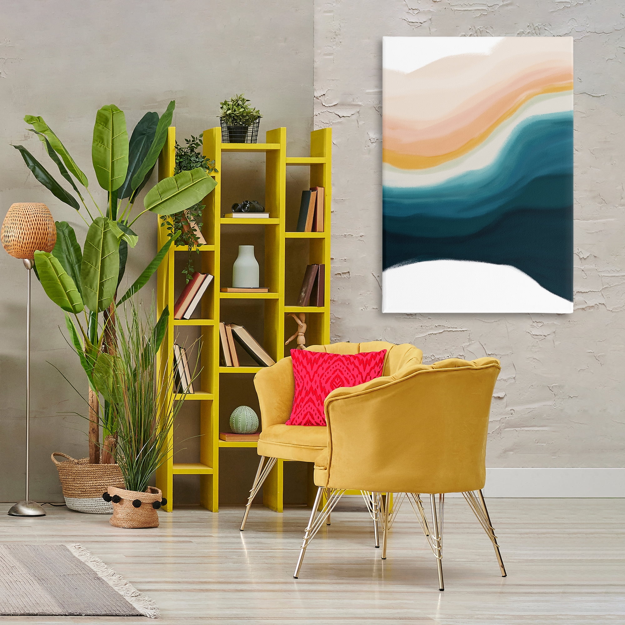 Stupell Industries Peach Swirl Fluid Pattern Abstract Painting Gallery Wrapped Canvas Art Print Wall Art, 30 x 45