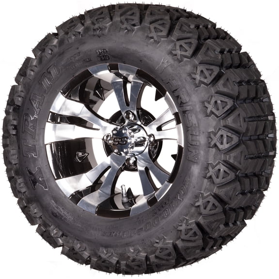 Golf Cart 10" Wheels and Tires - Vampire Machined Black - AT - Set of 4