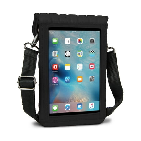 USA Gear Tablet Holder Case Compatible with iPad Mini 4 - Travel Bag Carry Cover with Built-In Capacitive Screen Protector & Adjustable Shoulder Carrying Strap fits iPad Mini Tablets